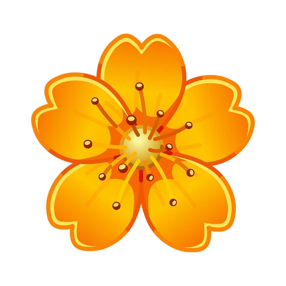 Simple orange flower Large size of emoji spring flower vector