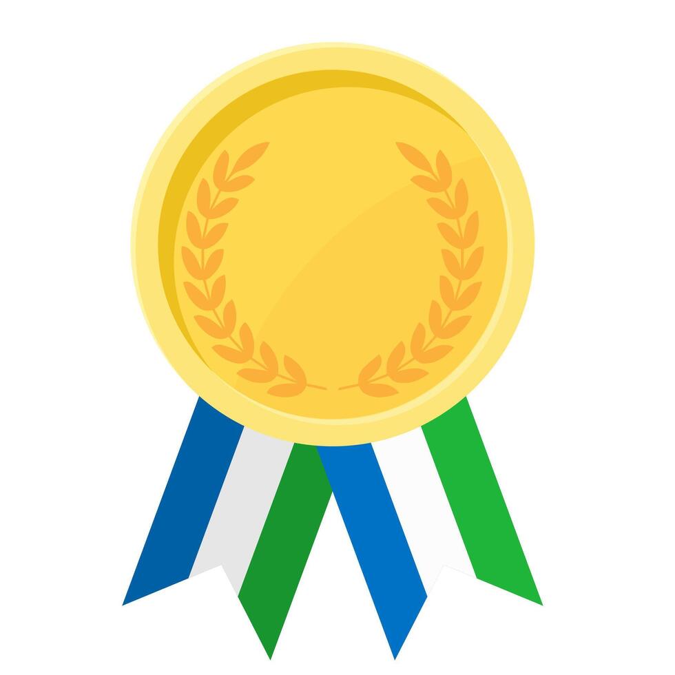 Golden award medal with Sierra Leone flag ribbons for winners vector