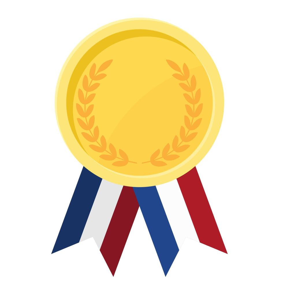 Golden award medal with Netherlands flag ribbons for winners vector