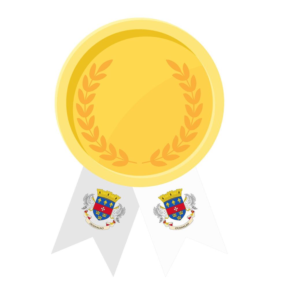 Golden award medal with Saint Barthelemy flag ribbons for winners vector