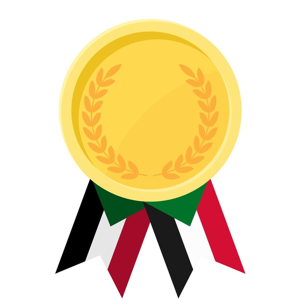Golden award medal with Sudan flag ribbons for winners vector