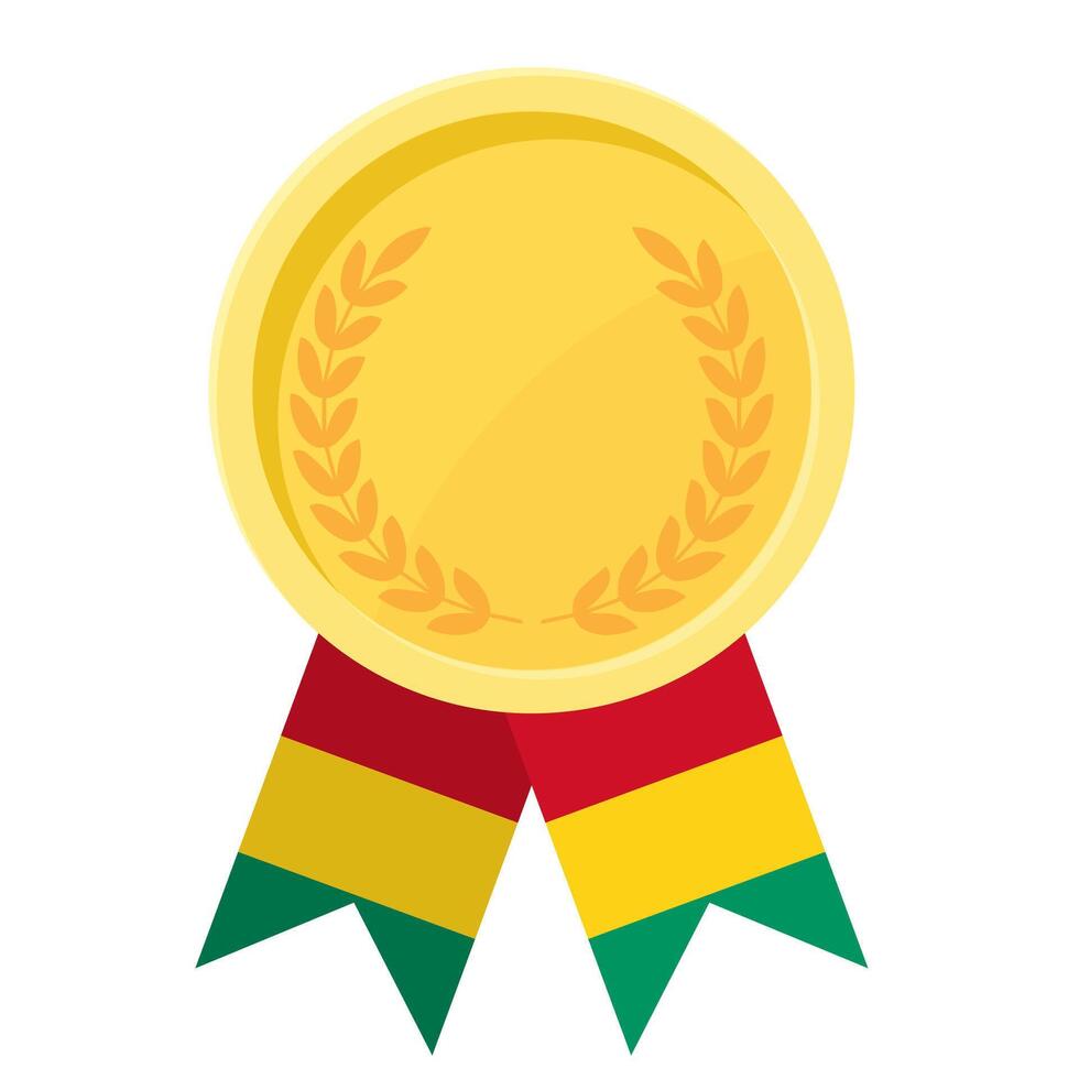 Golden award medal with Guinea flag ribbons for winners vector