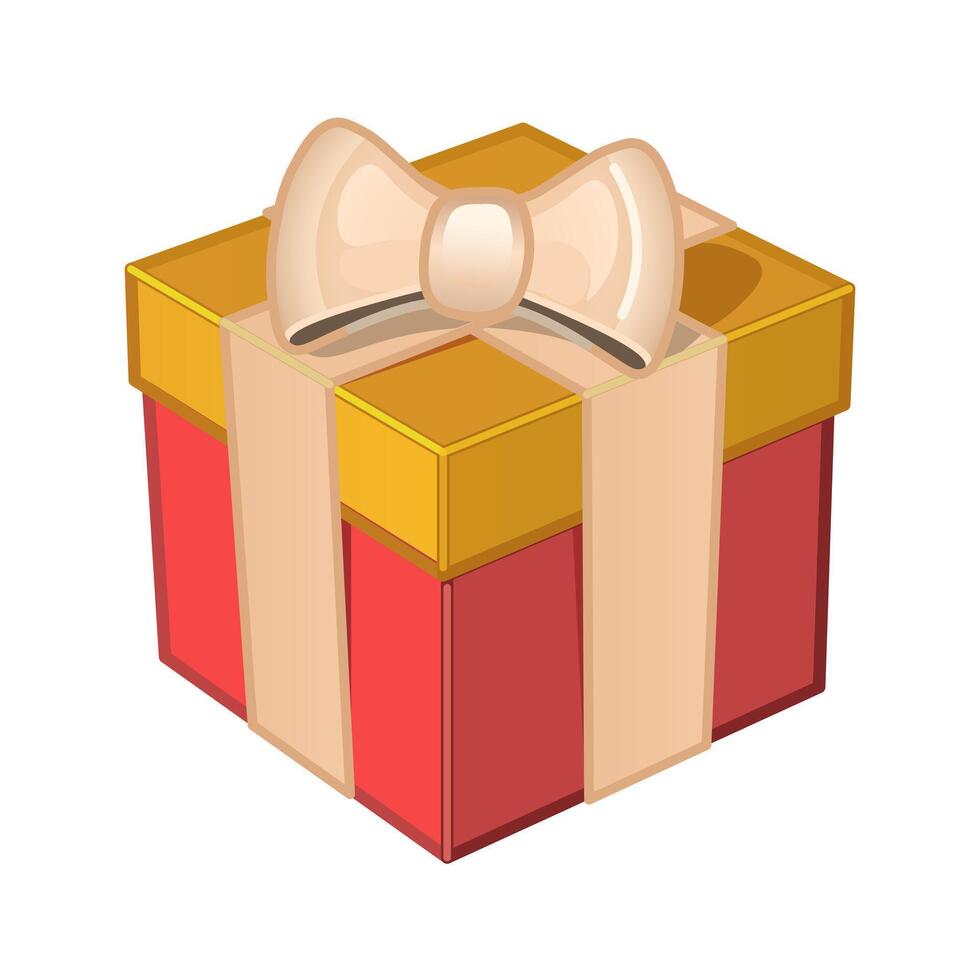Wrapped red gift emoji with a beige bow vector