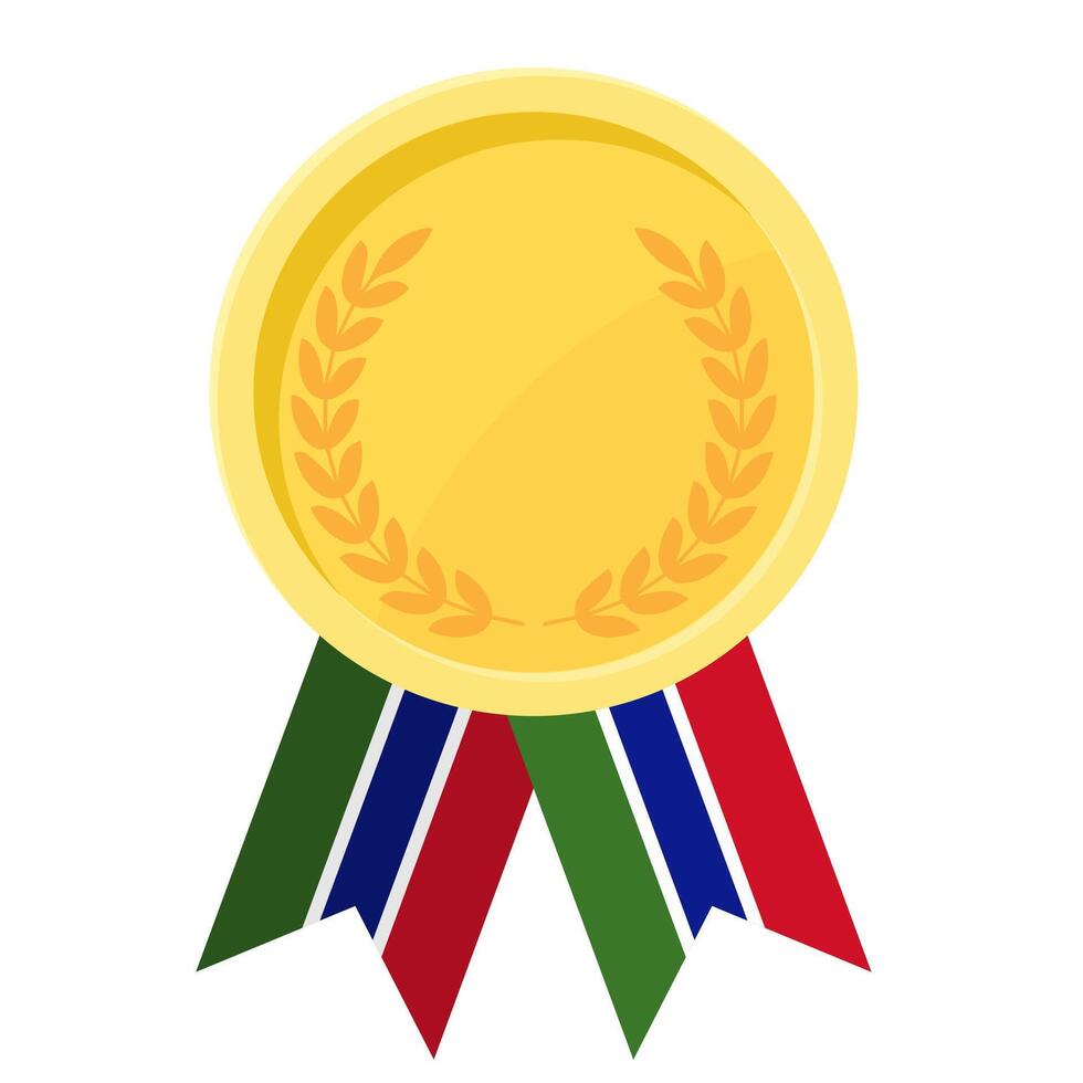 Golden award medal with Gambia flag ribbons for winners vector