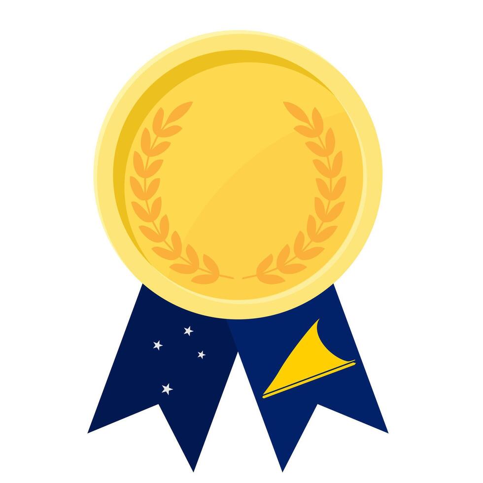Golden award medal with Tokelau flag ribbons for winners vector