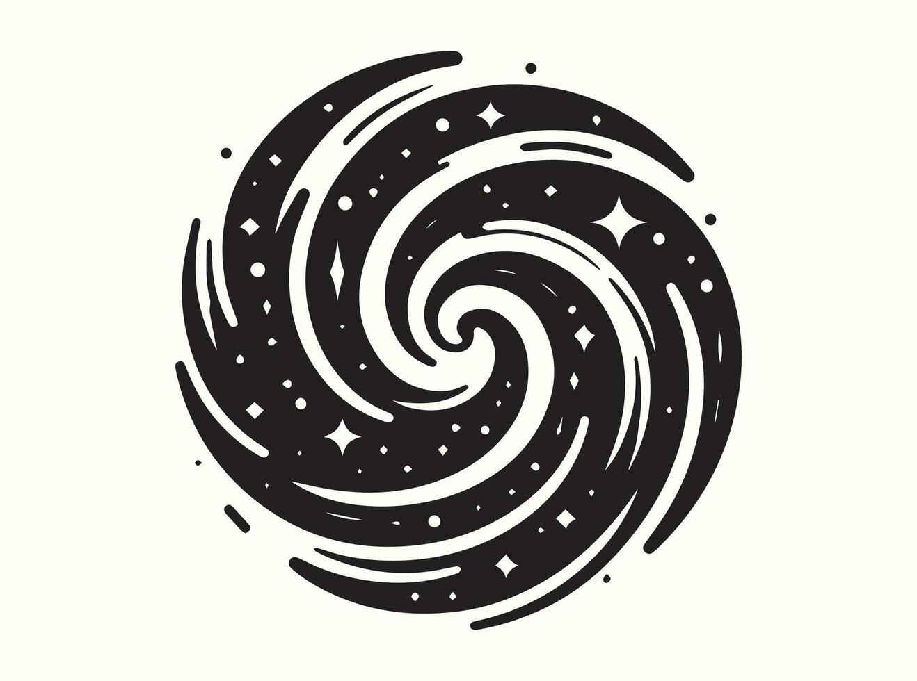 Bold black spiral whirlpool silhouette vector