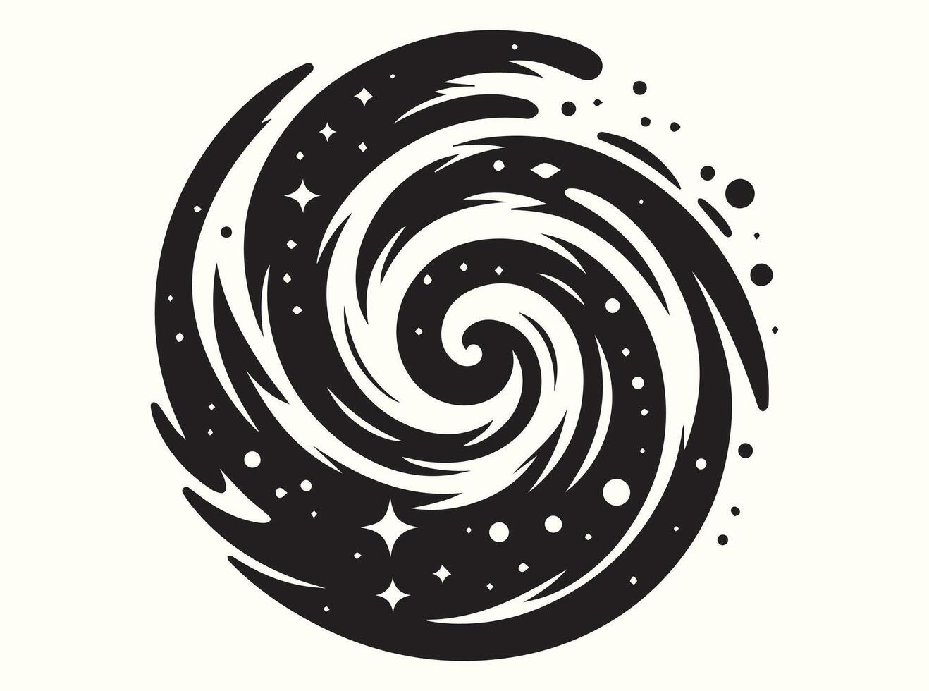 Flowing spiral silhouette in solid black vector