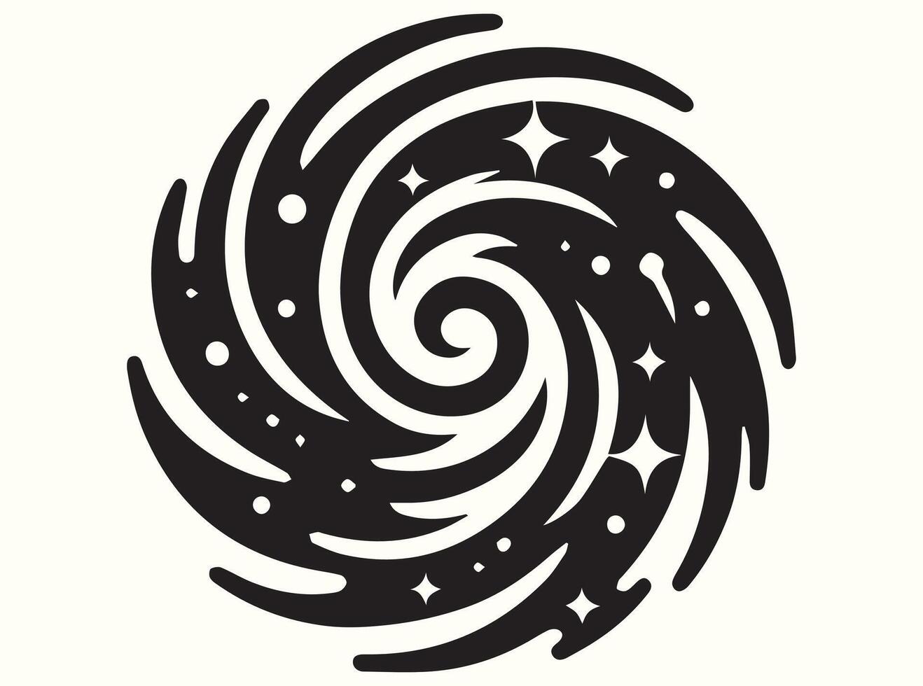 Abstract spiral vortex in black silhouette vector
