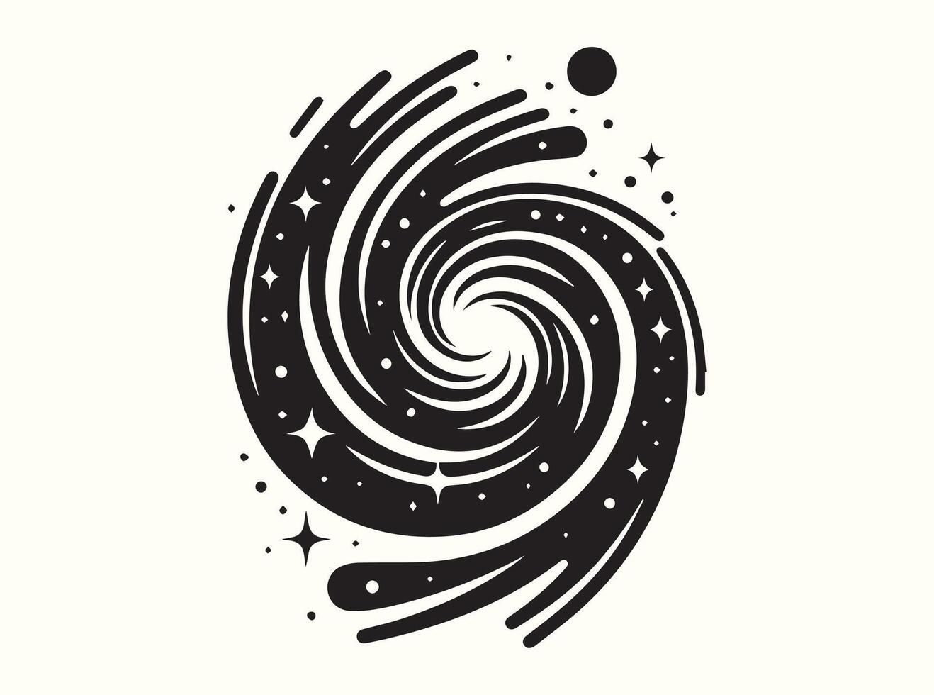 Dynamic black spiral vortex silhouette vector