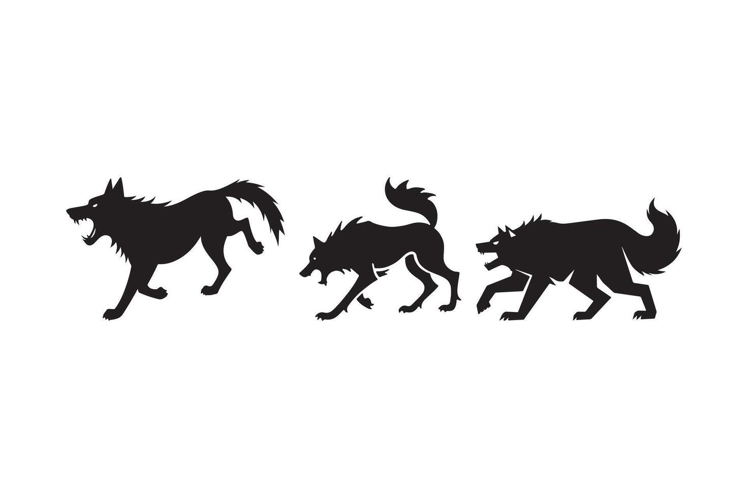 Stylized Wolf Silhouettes Powerful Black Illustrations for Wildlife Art vector