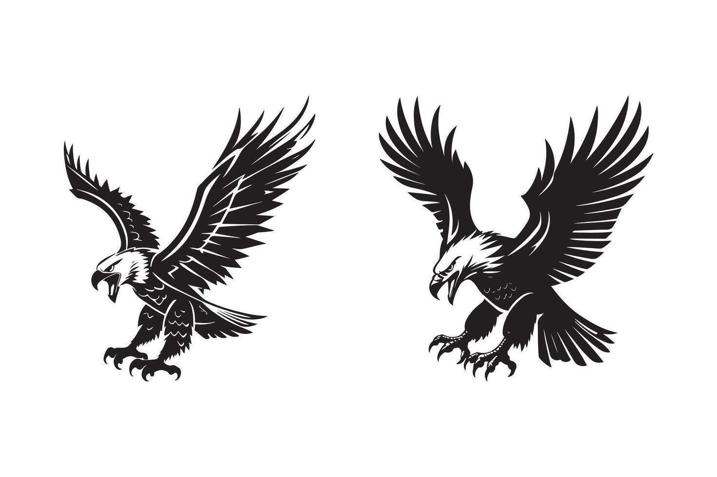 Dynamic Black Eagle Illustrations for Wildlife and Nature Designs vector