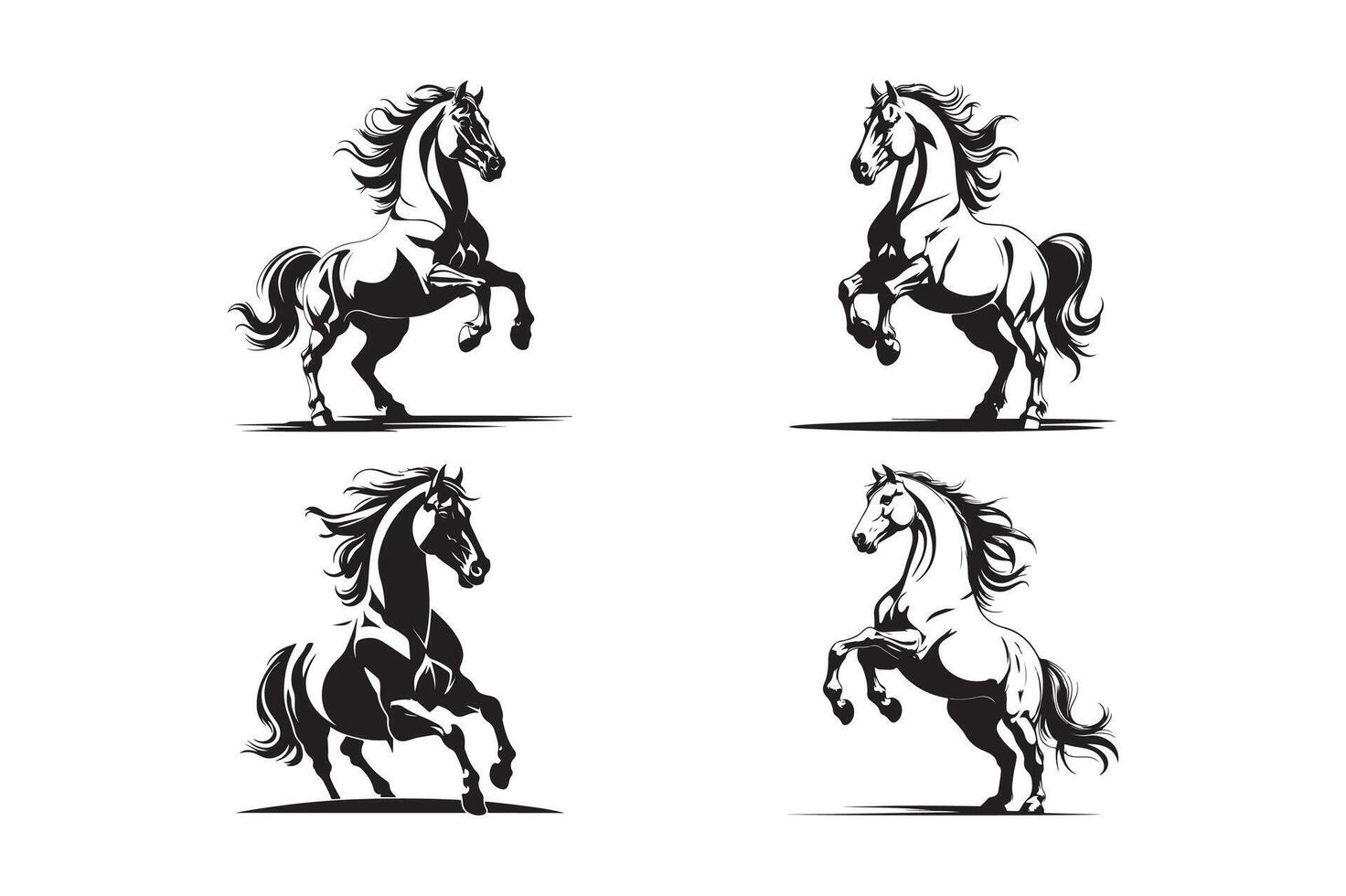 Elegant Horse Illustrations Dynamic Black and White Designs vector