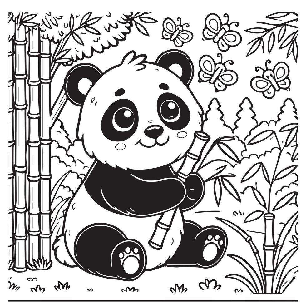 panda in the jungle vector