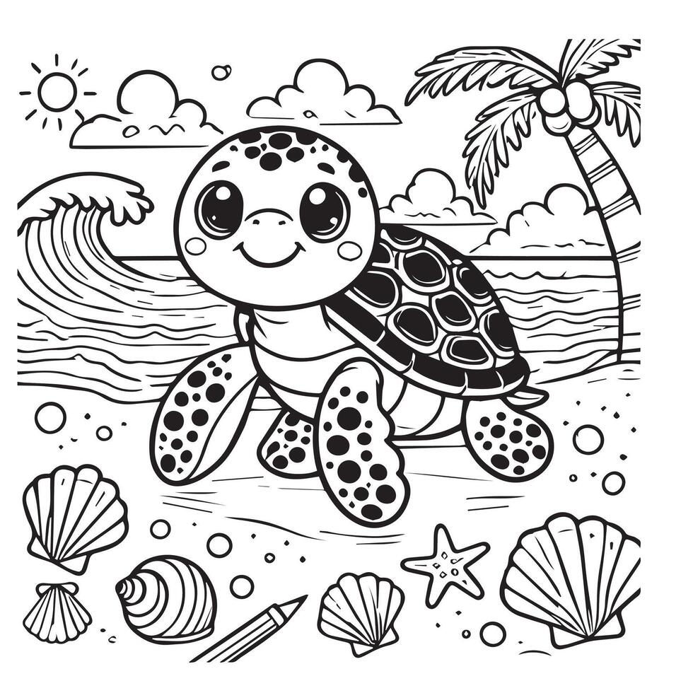 turtle on the beach vector