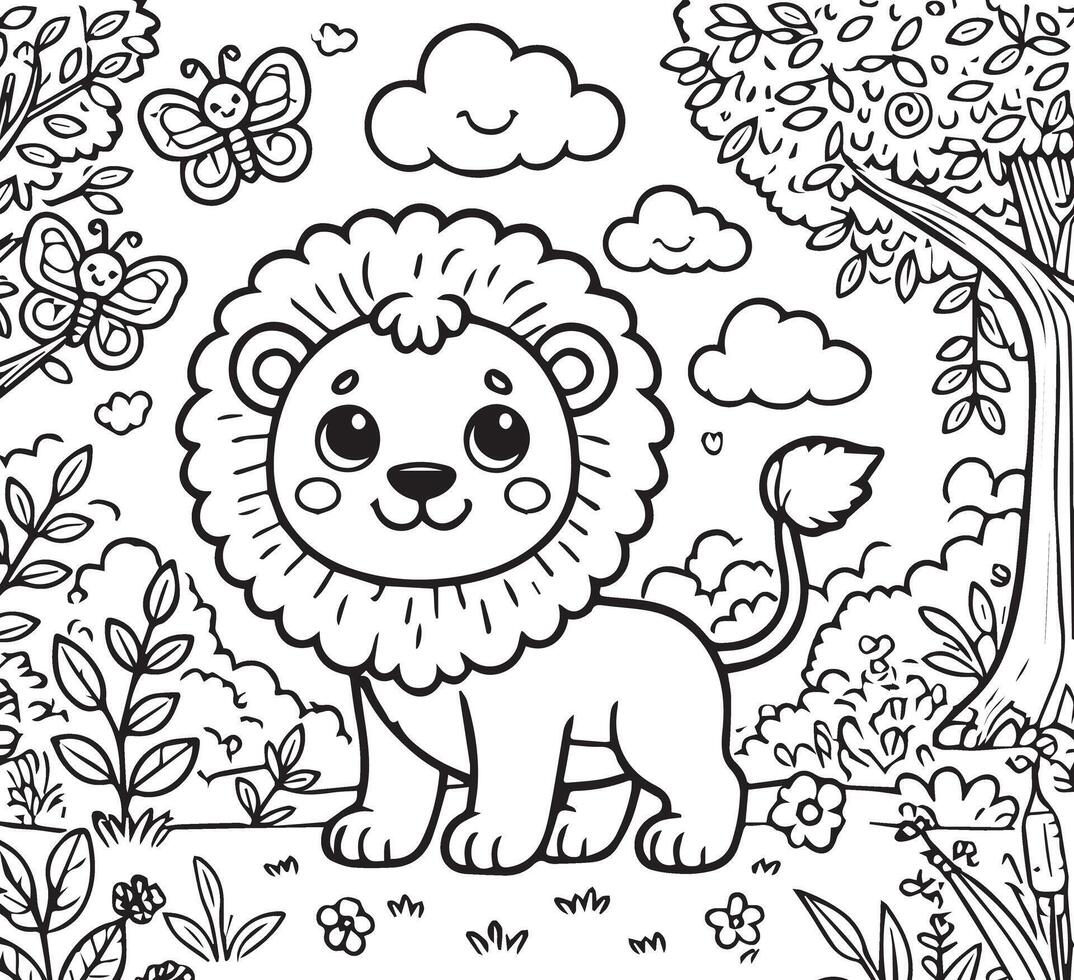 lion in the jungle vector