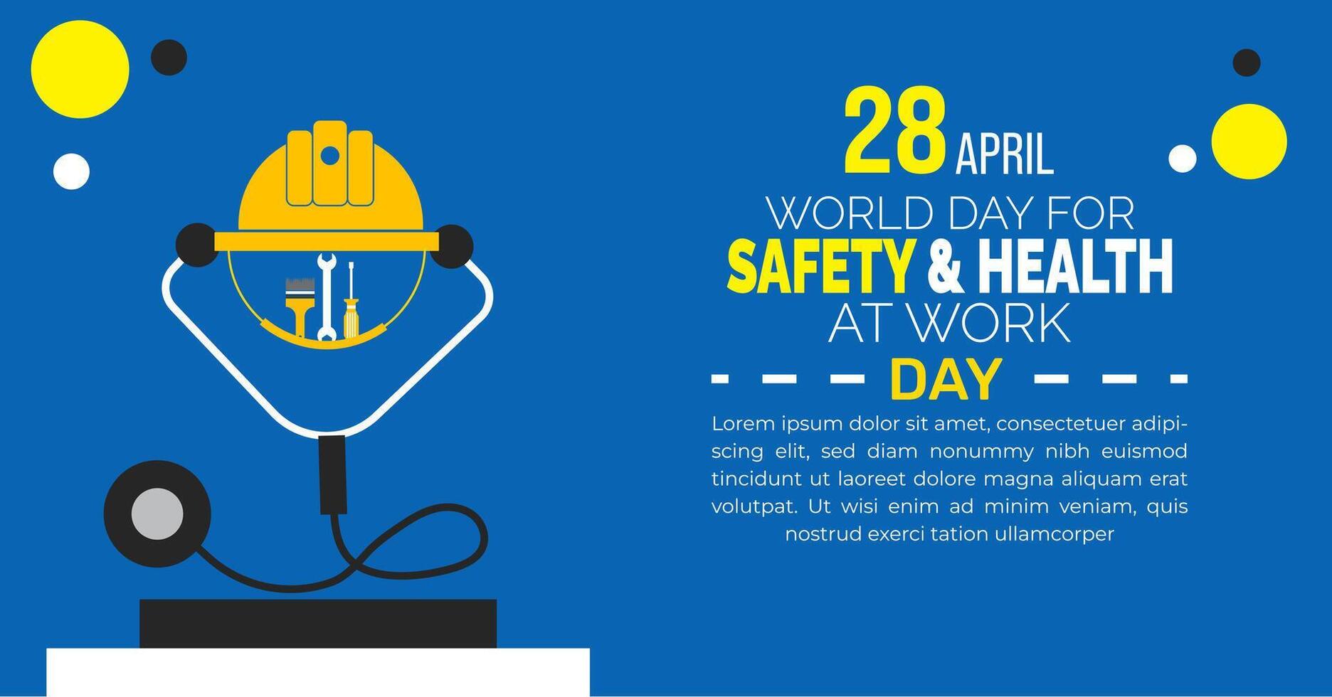 On World Day for Safety and Health at Work, the focus is on reducing workplace risks and creating safer environments. vector