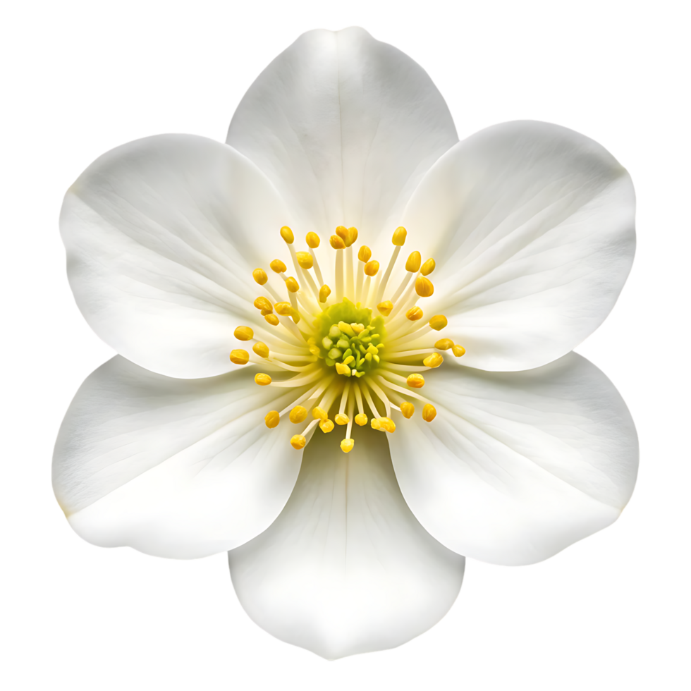 Close up of a pristine white flower. png
