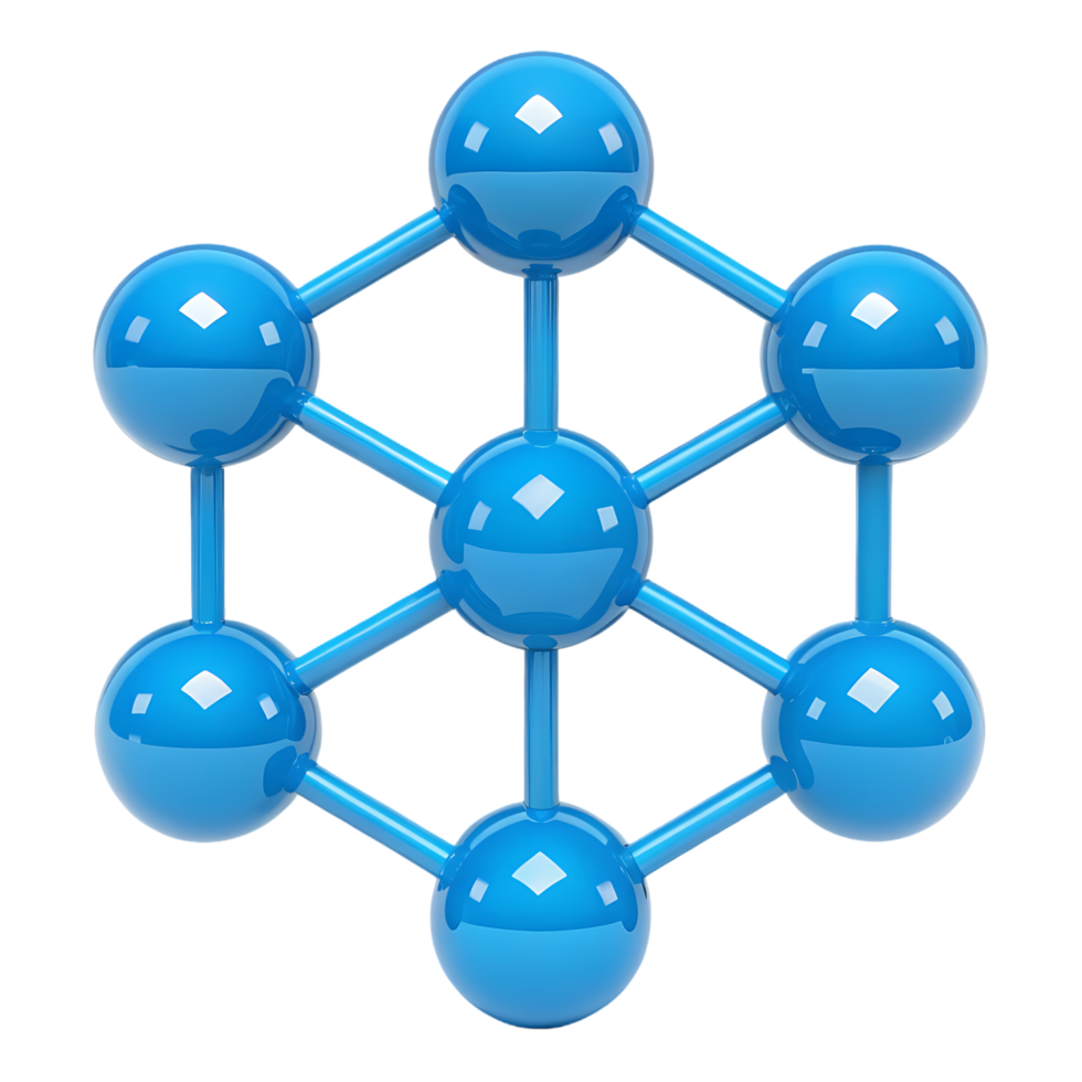 Abstract 3D model of a molecule structure. png