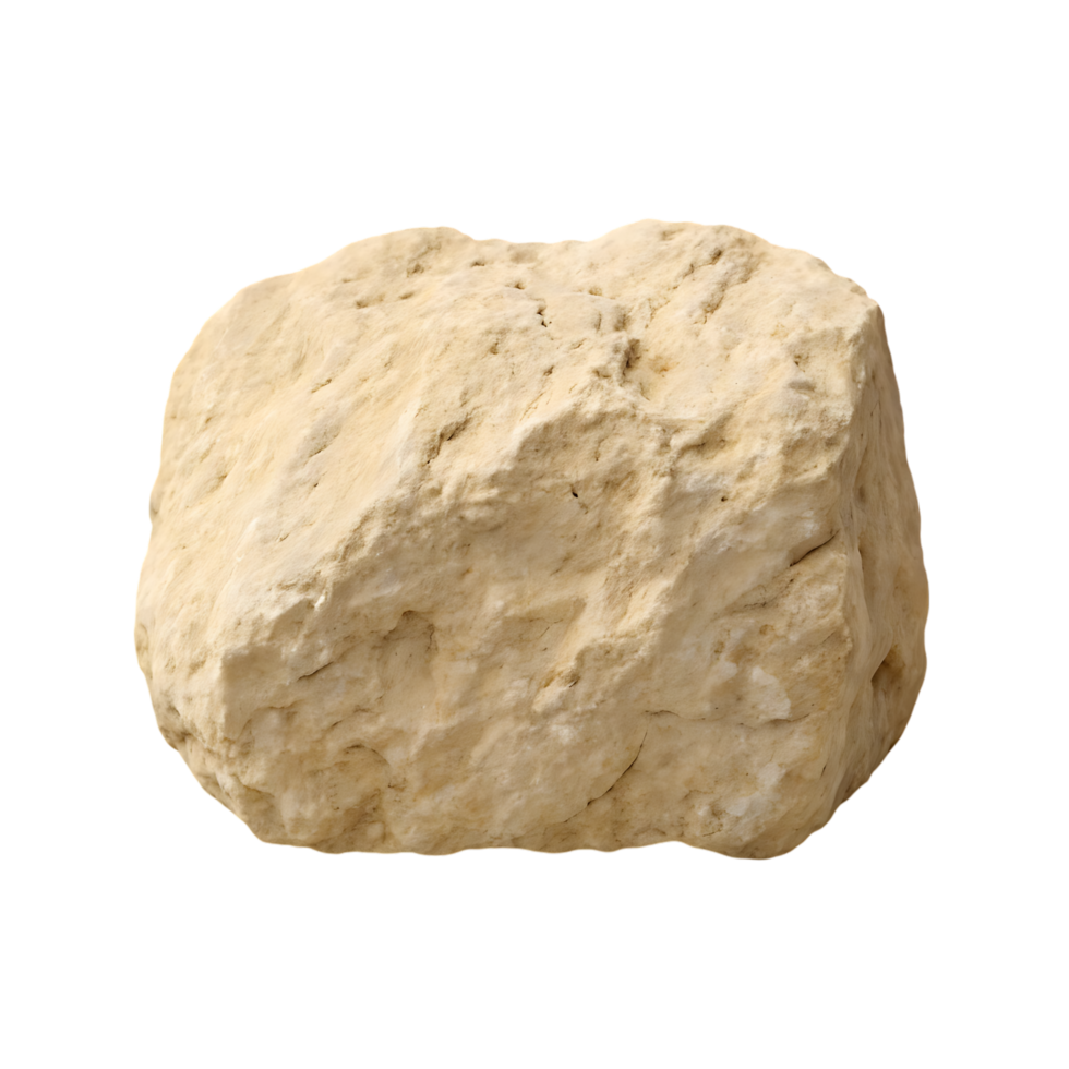 Close up of a rough, light beige rock. png