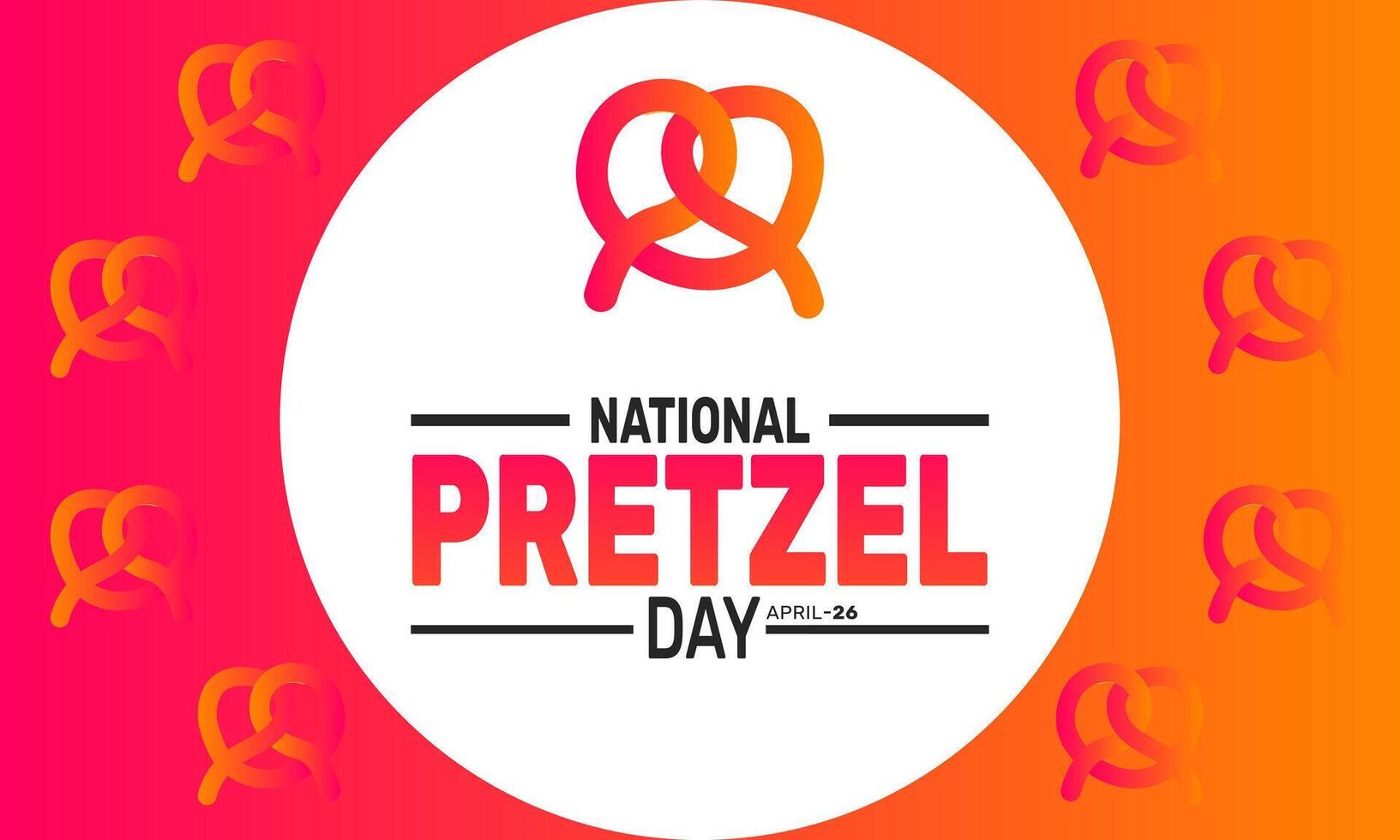 Fun pretzel lover enjoying National Pretzel Day with a smile and crunchy snacks in hand vector