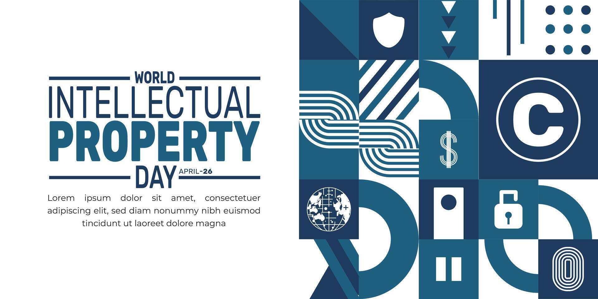 World Intellectual Property Day emphasizes the importance of intellectual property in fostering creativity, innovation, and economic growth. Protect your work and to a thriving global economy. vector