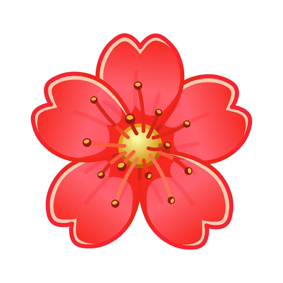 Simple red flower. Large size of emoji spring flower vector
