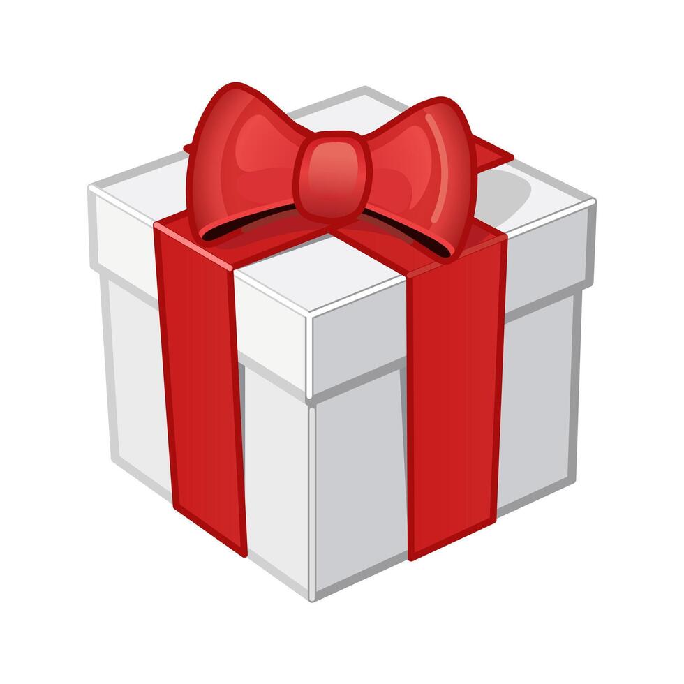 Wrapped white gift emoji with red bow vector