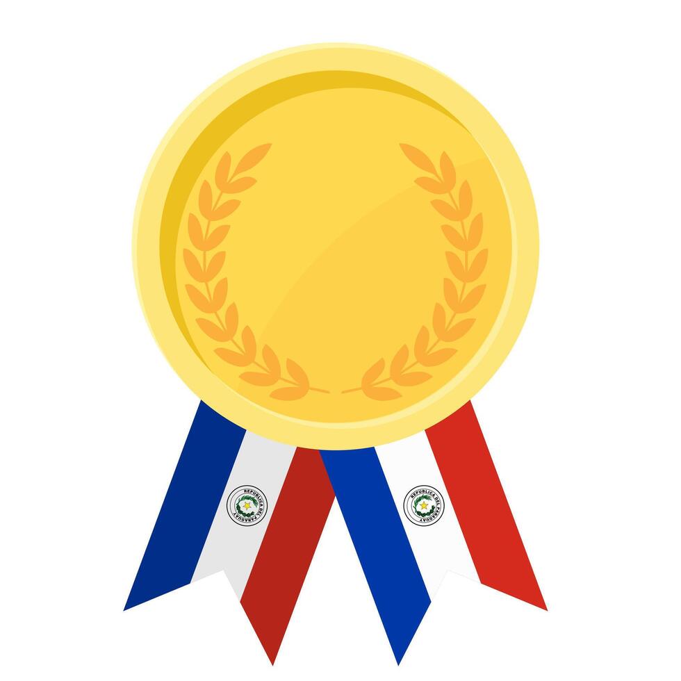 Golden award medal with Paraguay flag ribbons for winners vector