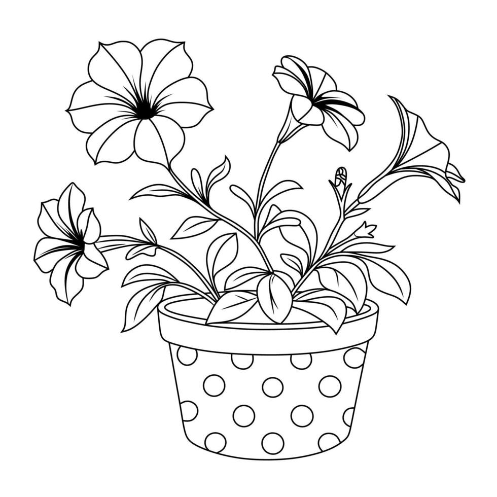 Line Art Petunia Flower Illustration vector