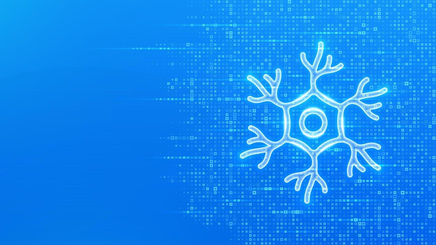 Nerve cell icon. Human neuron cell, unit of the nervous system. Nerve health. Neural communication, brain function. Blue medical background made with cross shape symbol. illustration. vector