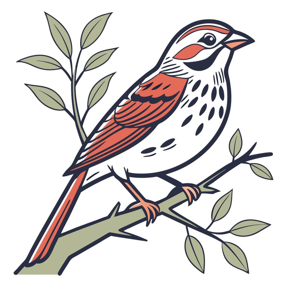 Charming Sparrow Illustration Delicate Bird Art for Nature-Themed Designs vector
