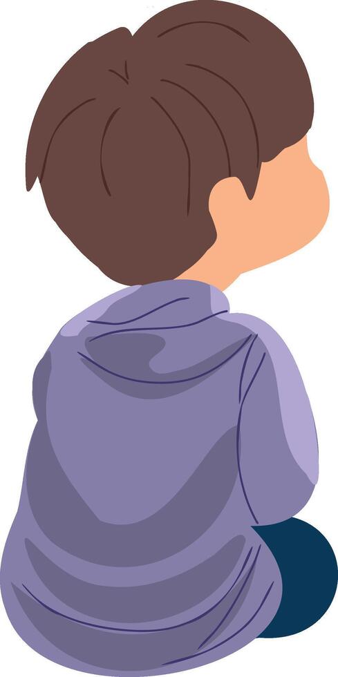 Cartoon Illustration of a Boy Sitting vector