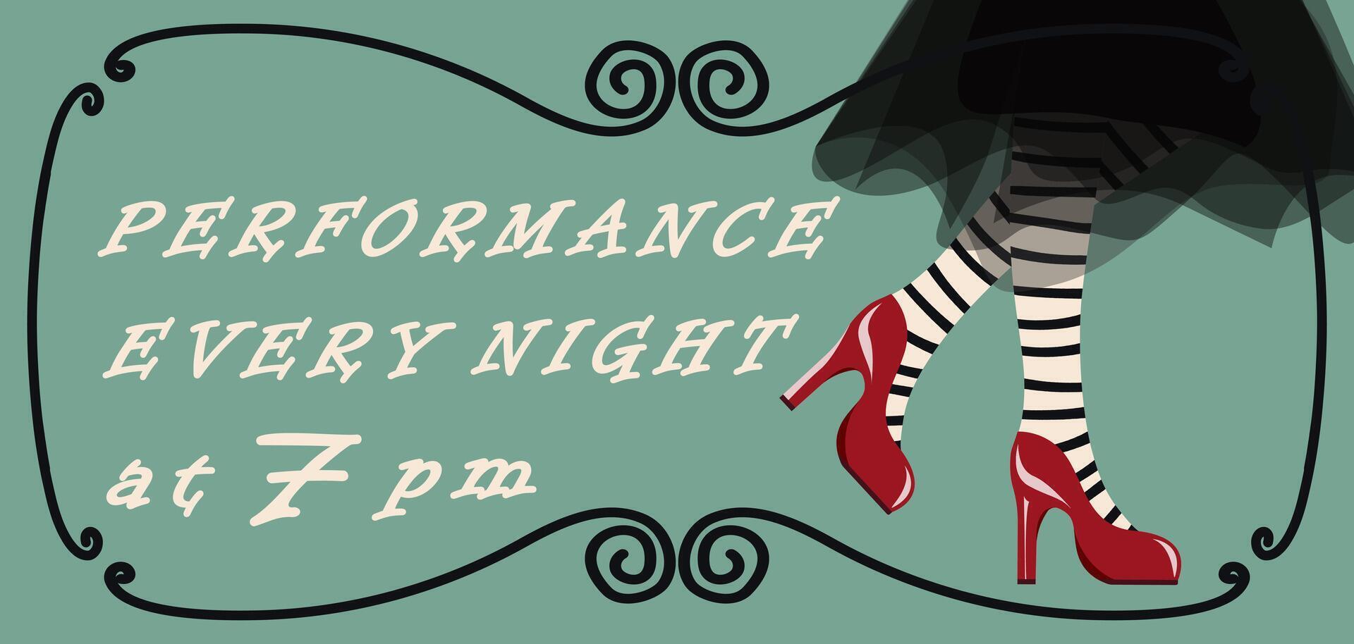 Flyer advertising about the performance. Announcement of theatrical event. Horizontal banner vector