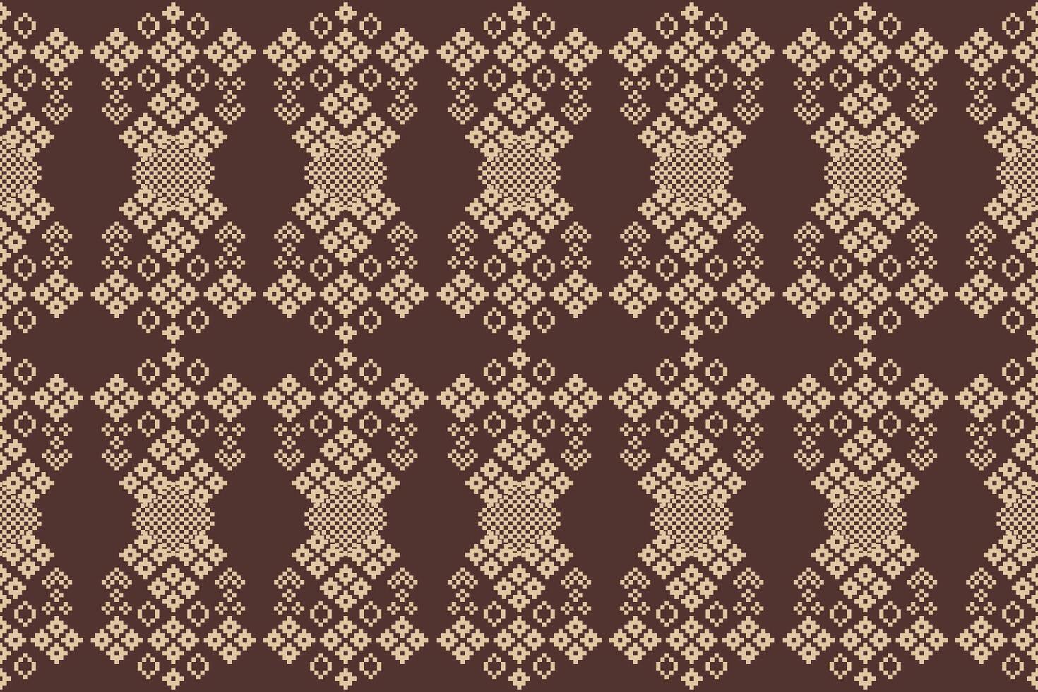 Ethnic pattern brown background fabric pattern design motif. vector