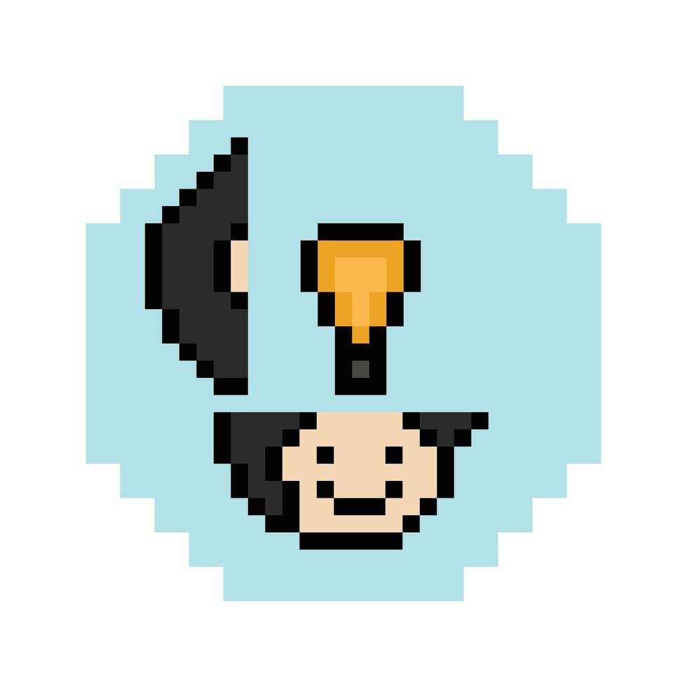 Face of boy male man with light bulb idea creative cartoon. vector