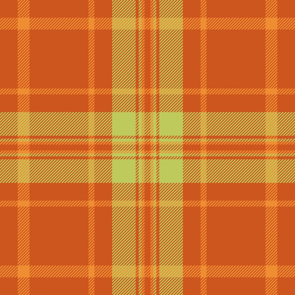 Vibrant autumnal plaid pattern in warm orange and lime green hues. Perfect for textile design, seasonal branding, or fallthemed projects. vector