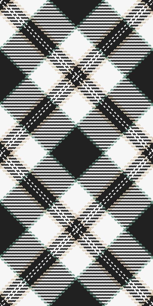 Elegant black, white, beige, and teal plaid pattern. Perfect for textile design, apparel, or website backgrounds. vector
