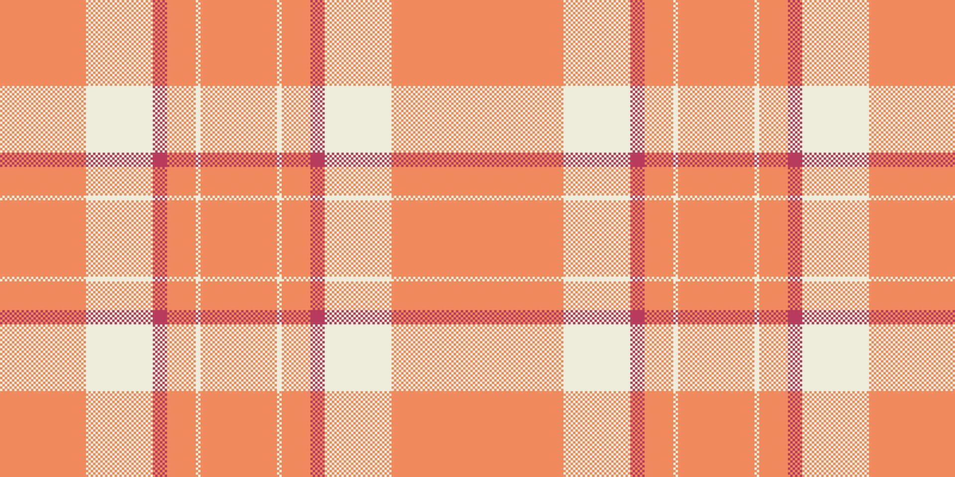 Vibrant peach and cream plaid pattern. Perfect for textile design, autumnal themes, or adding a touch of warmth to your projects. vector