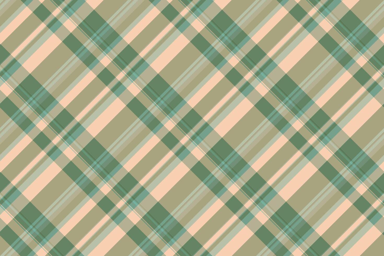 Elegant diagonal plaid pattern in muted greens and peaches. Perfect for textile design, website backgrounds, or packaging. vector