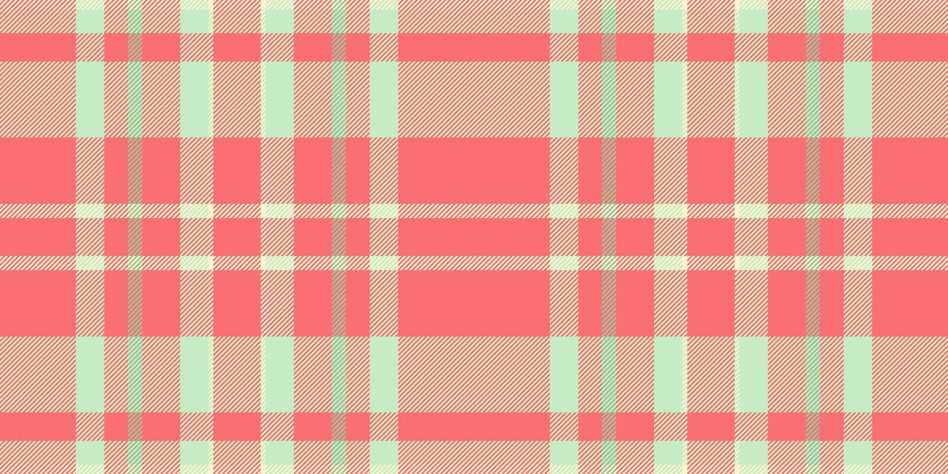 Soft coral and mint green plaid pattern. Perfect for textile design, scrapbooking, website backgrounds, and more. This cheerful, pastel design evokes feelings of springtime and warmth. vector