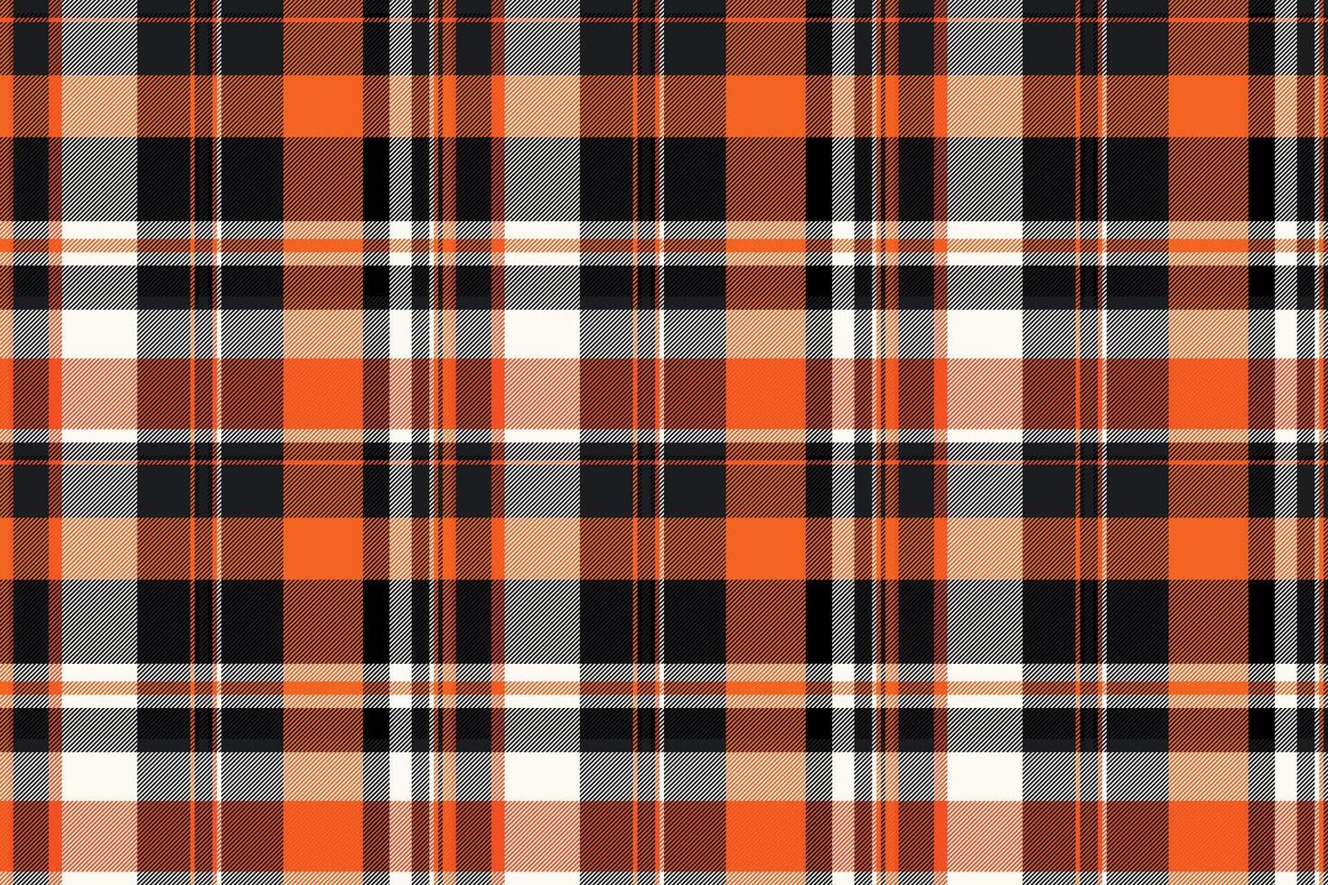 Vibrant orange and black plaid pattern. Perfect for textile design, autumnal projects, or adding a touch of rustic charm to your designs. This seamless texture offers endless creative possibilities. vector