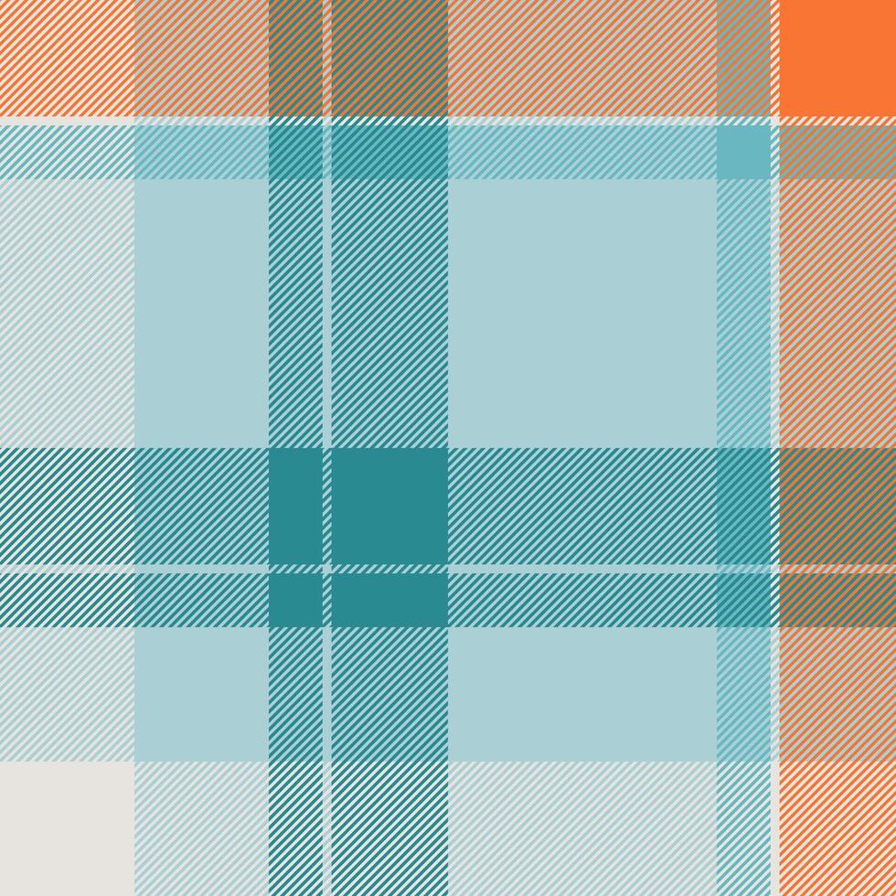 Stylish teal, peach, and brown plaid pattern. Perfect for textile design, fashion, website backgrounds, or scrapbooking. This calming yet vibrant design evokes a sense of comfort and sophistication. vector