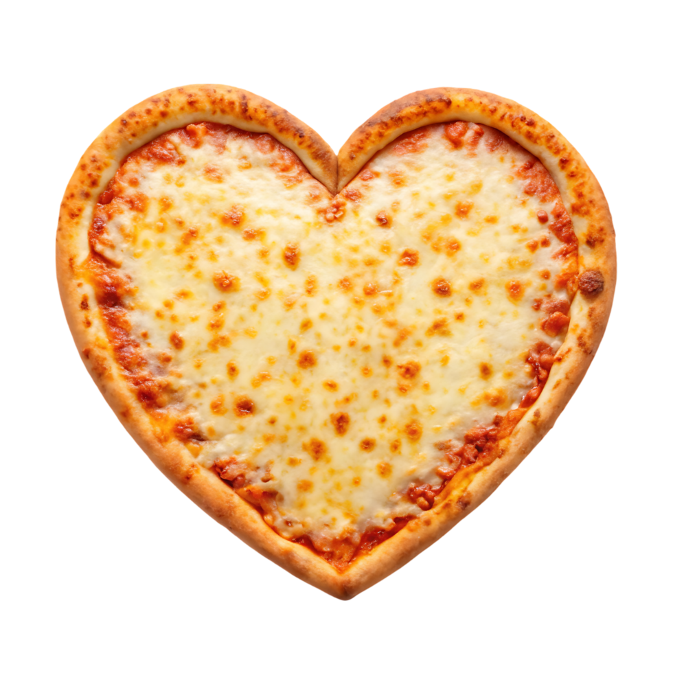 Heart shaped cheese pizza. Romantic food, Valentine's Day. png