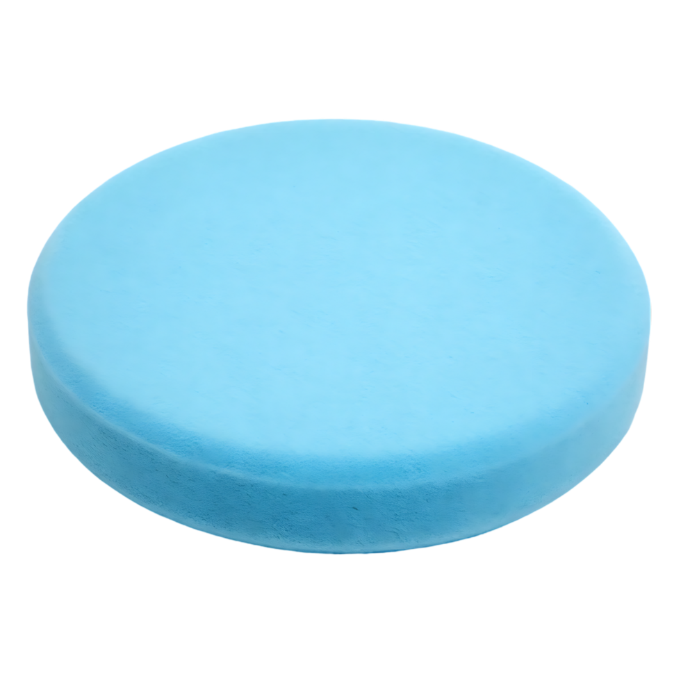Light blue round cushion, soft and fluffy. png