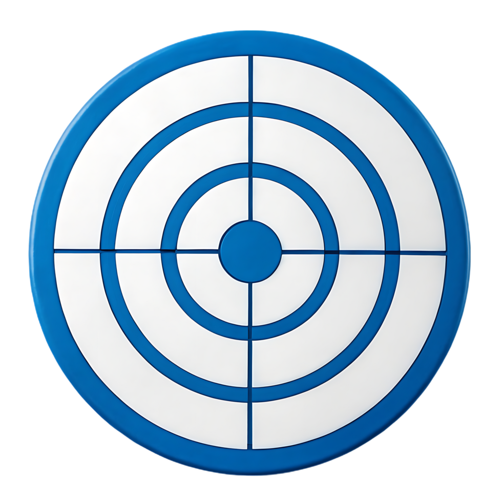 Blue and white circular target graphic. Perfect for business, goal, and success concepts. png