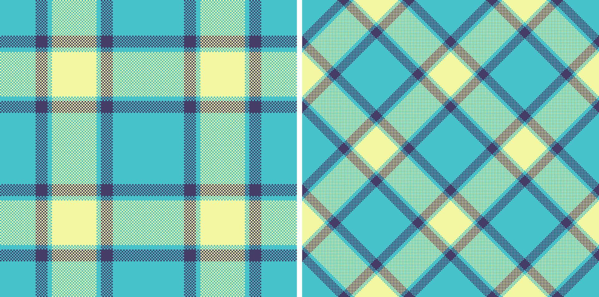 Vibrant teal and pastel yellow plaid patterns. Perfect for textile design, fashion, scrapbooking, or website backgrounds. vector