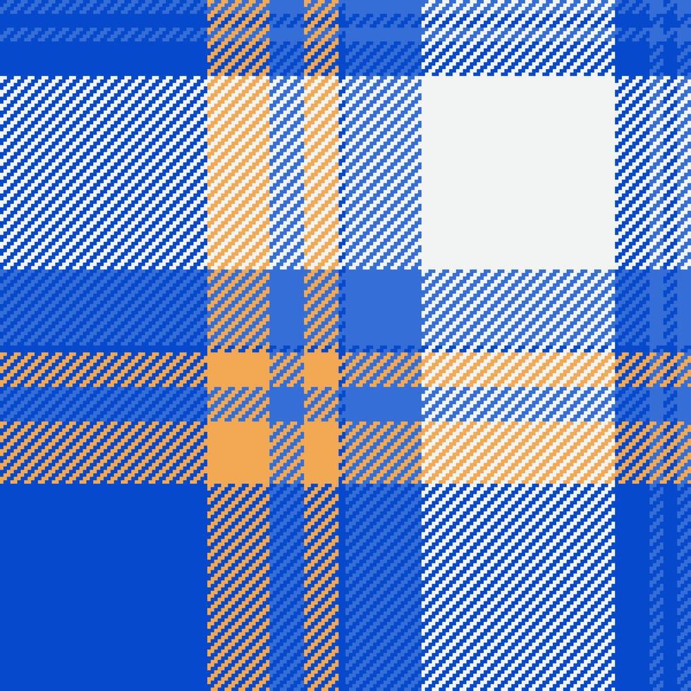 Vibrant blue and orange plaid pattern. Perfect for textile designs, fashion, websites, or backgrounds. This seamless texture offers a modern, fresh aesthetic with a touch of classic charm. vector