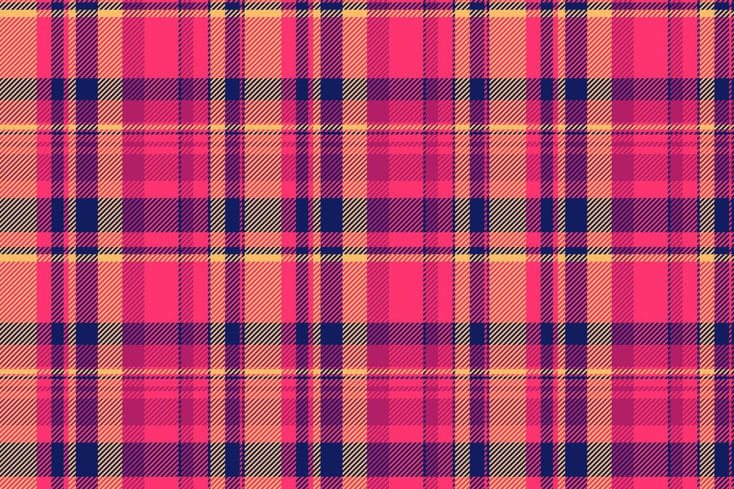 Vibrant pink, orange, and navy plaid pattern. Perfect for textile design, fashion, apparel, and website backgrounds. vector