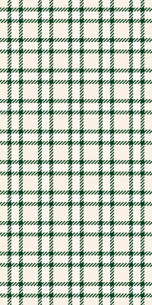 Elegant cream and forest green plaid pattern. Perfect for textile design, backgrounds, or wrapping paper. This classic check evokes feelings of warmth and sophistication. vector