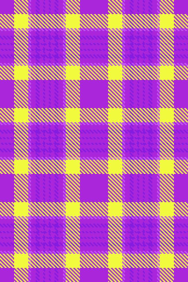 Vibrant purple and yellow plaid pattern. Perfect for textile design, fashion, or website backgrounds. This bold, geometric design evokes energy and modernity. vector